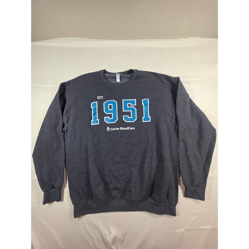 Jerzees NuBlend Carter BloodCare Est 1951 Sweatshirt Men XL Gray Crewneck Fleece